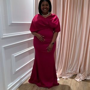 Ruched Shoulder Evening Gown